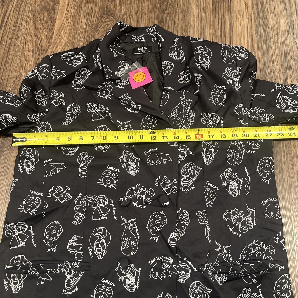 Dressed in LaLa Make Me Wanna Lala Boyfriend Blazer Zodiac Black Size M - Picture 7 of 10
